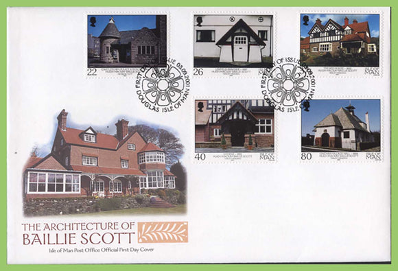 Isle of Man 2001 The Architecture of Mackay Hugh Bailie Scott set First Day Cover