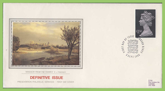 G.B. 1986 1.50 Parcel Definitive on PPS silk First Day Cover, Windsor