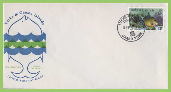 Turks & Caicos $5 Fish on First Day Cover