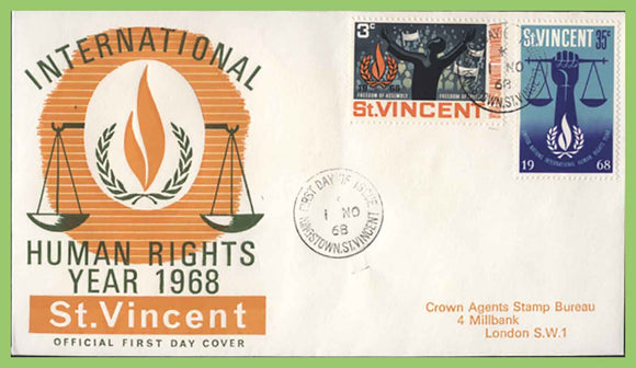 St Vincent 1968 Human Rights Year set on First Day Cover