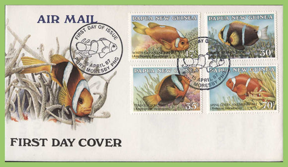 Papua New Guinea 1987 Fishes set on First Day Cover