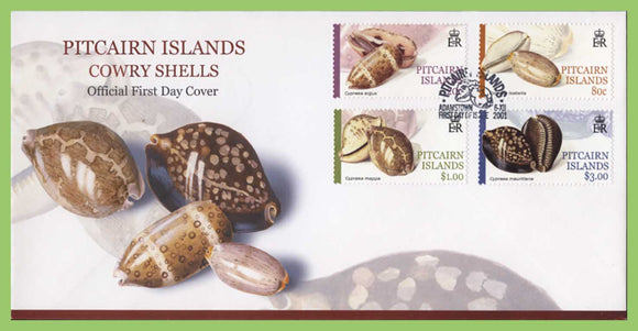Pitcairn Island 2001 Cowry Shells set on First Day Cover