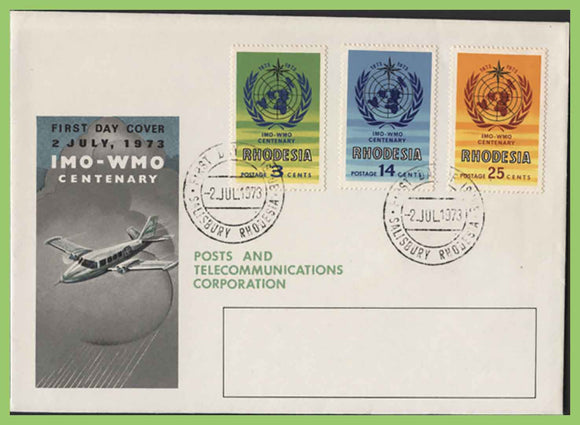 Rhodesia 1973 IMO - WMO set on First Day Cover