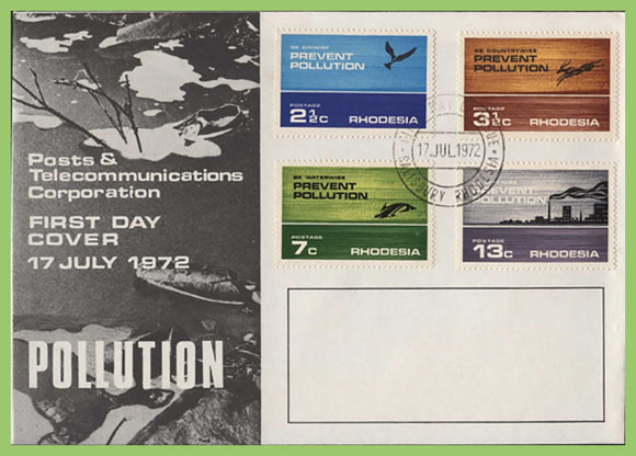 Rhodesia 1972 'Prevent Pollution' set on First Day Cover