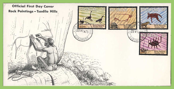 Botswana 1975 Rock Paintings set on First Day Cover, Gaborone