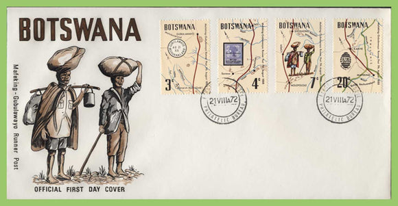 Botswana 1972 Runner Post Maps set on First Day Cover, Bureau
