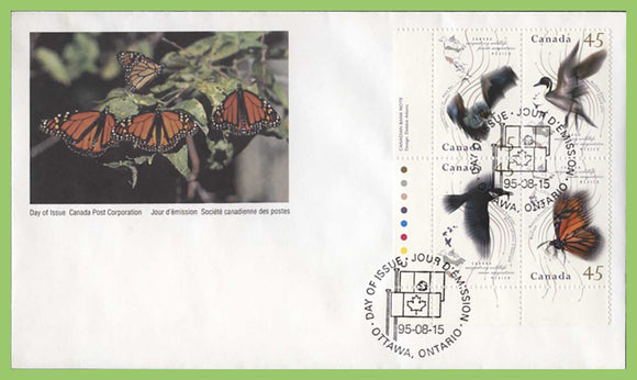 Canada 1995 Wildlife block on First Day Cover
