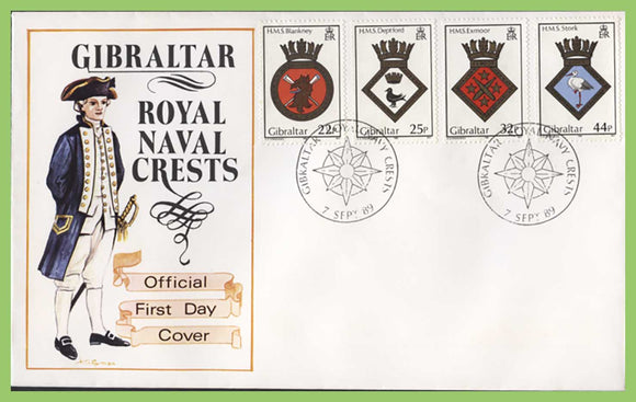 Gibraltar 1989 Royal Naval Crests set First Day Cover