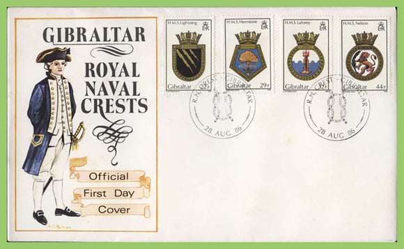 Gibraltar 1986 Royal Naval Crests set First Day Cover