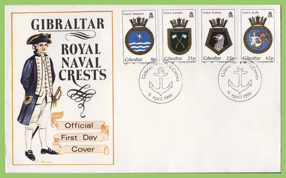 Gibraltar 1991 Royal Naval Crests set First Day Cover