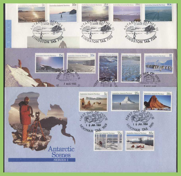 Australian Antarctic 1984/1987 Scenes on three First Day Covers