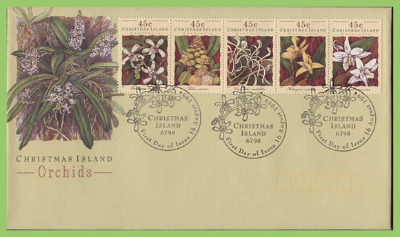 Christmas Island 1994 Orchids set on First Day Cover