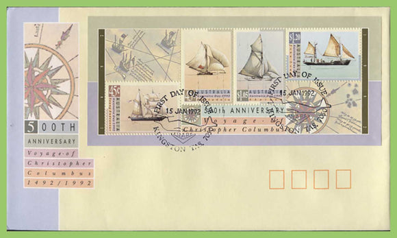 Australia 1992 Australia Day, Ships miniature sheet on First Day Cover
