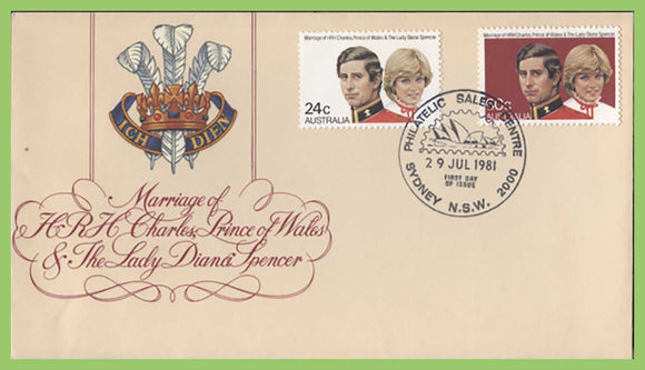 Australia 1981 Royal Wedding set on First Day Cover