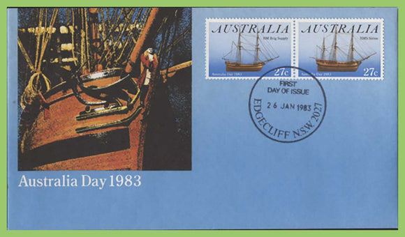 Australia 1983 Australia Day, ships set on First Day Cover