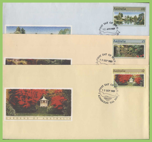 Australia 1989 Botanic Gardens high values on three First Day Covers