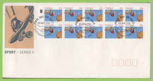 Australia 1990 Sports series II 43c booklet pane on First Day Cover, Kingston