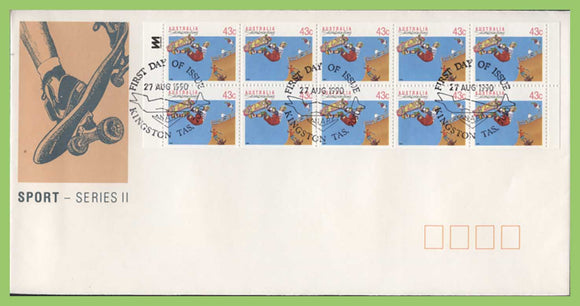 Australia 1990 Sports series II 43c booklet pane on First Day Cover, Kingston