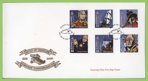 Alderney 2005 Bicentenary of Battle of Trafalgar set on First Day Cover