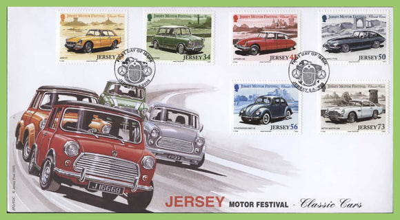 Jersey 2005 Motor Festival. Classic Cars set on First Day Cover