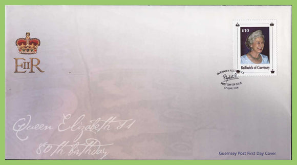 Guernsey 2006 £10.00 QEII 80th Birthday on First Day Cover