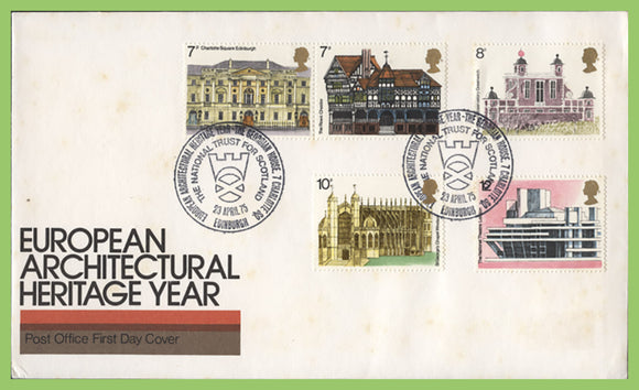 G.B. 1975 Architectural Heritage set on Post Office First Day Cover, National Trust for Scotland
