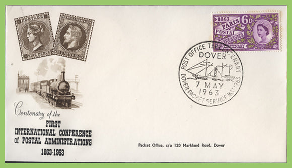 G.B. 1963 Paris Postal Conference on First Day Cover, Dover Packet Service