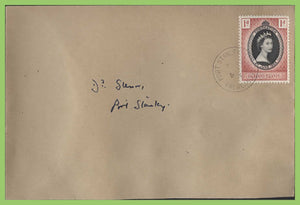 Falkland Islands 1953 QEII Coronation single on cover