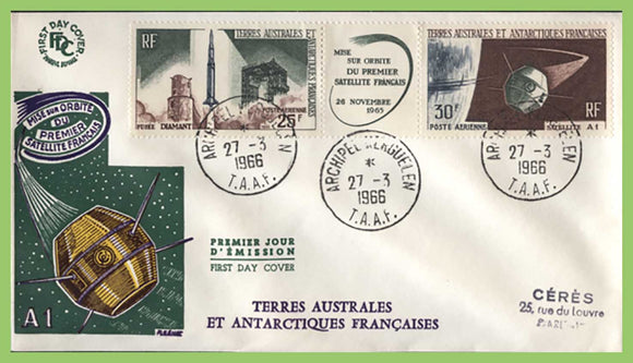 French Antarctic, Air 1966 Launching of First French Satellite pair on First Day Cover