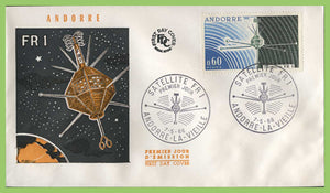 French Andorra 1966 Air. Launching of Satellite D1 First Day Cover