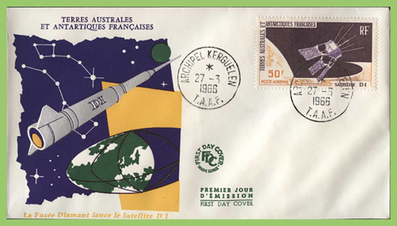 French Antarctic Territory 1966 Air. Launching of Satellite D1 First Day Cover