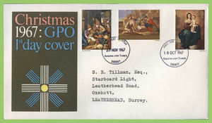G.B. 1967 Christmas set on double date GPO First Day Cover, Kingston on Thames