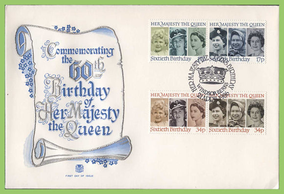 G.B. 1986 QEII 60th Birthday set on u/a Stuart First Day Cover, Windsor Crown