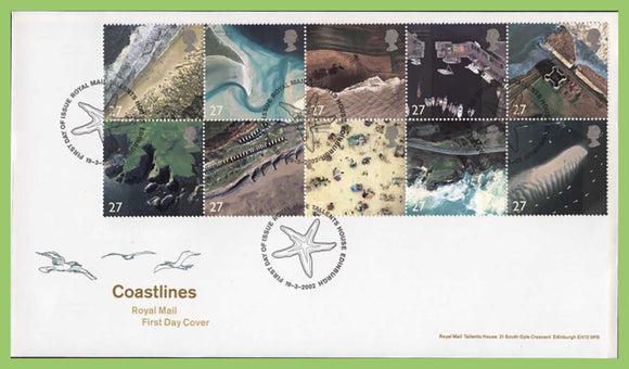 G.B. 2002 Coastlines set on u/a Royal Mail First Day Cover, Tallents House