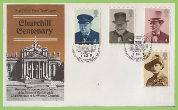 G.B. 1974 Churchill set on Post ofice First Day Cover, BFPS 1874