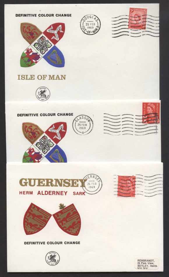 G.B. 1969 Regionals set on six Wessex First Day Covers, with relevant cancels