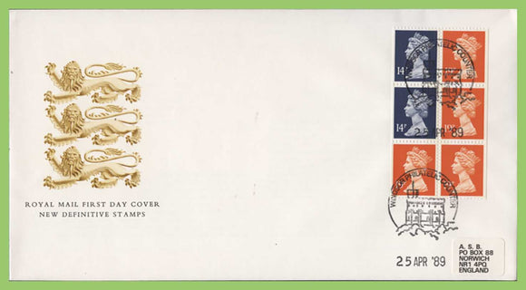G.B. 1989 £1.00 booklet panes on First Day Cover, Windsor