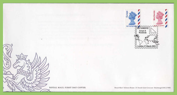 G.B. 2003 Europe & Worldwide NVI on Royal Mail First Day Cover, London