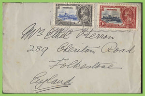 Bermuda 1935 KGV Silver Jubilee 1½d and 1d on cover to England