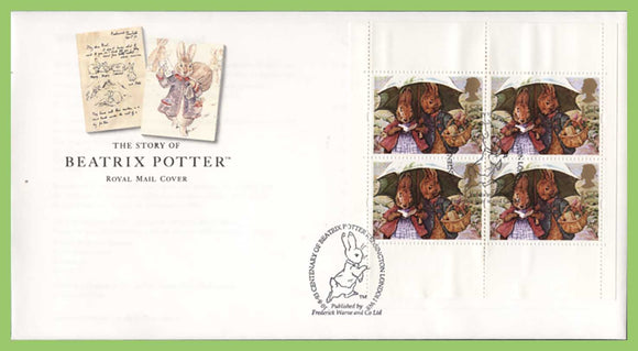 G.B. 1993 Beatrix Potter booklet pane on Royal Mail First Day Cover, London W8