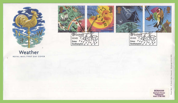 G.B. 2001 Weather set Royal Mail First Day Cover, Exton Southampton