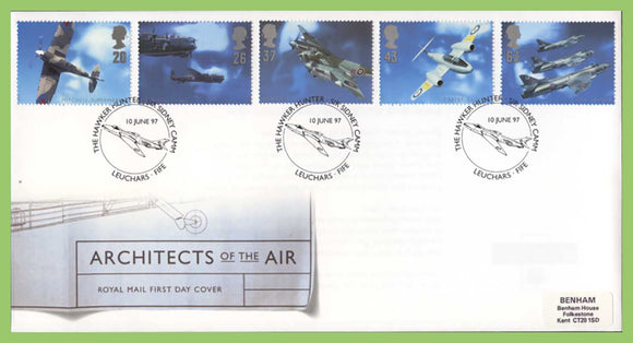 G.B. 1997 Architects of the Air set on Royal Mail First Day Cover, Leuchars Fife
