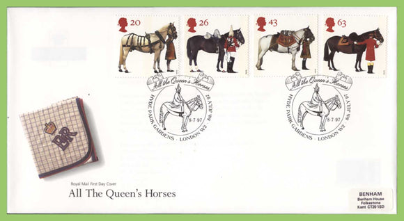 G.B. 1997 The Queens Horses on Royal Mail First Day Cover, Hyde Park Gardens