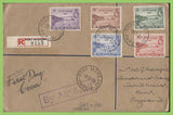 Papua 1938 KGVI set on registered Port Moresby cover to England (Not First Day)