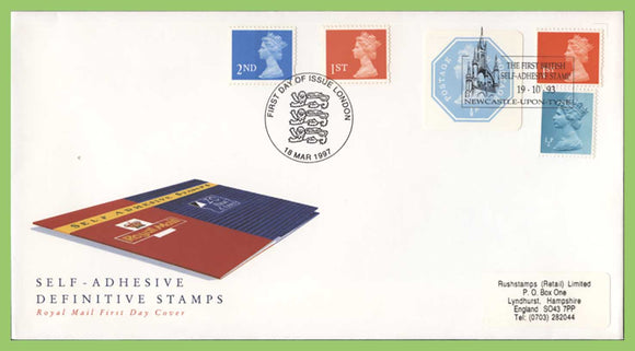 G.B. 1993/1997 NVI Self Adhesives dual cancel Royal Mail First Day Cover, Newcastle