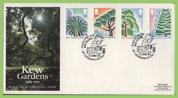 G.B. 1990 Kew Gardens set on Royal Mail First Day Cover, St Leonards on Sea