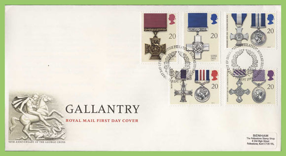 G.B. 1990 Gallantry set on Royal Mail First Day Cover, Bureau