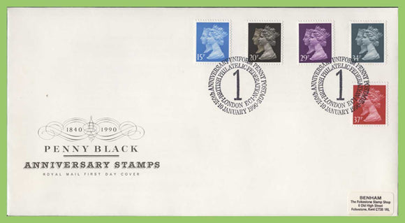 G.B. 1990 Penny Black Anniversary set on Royal Mail First Day Cover, London