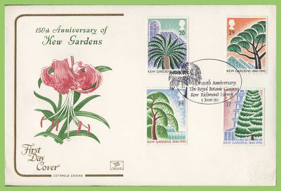 G.B. 1990 Kew Gardens set on Cotswold First Day Cover, Kew Richmond