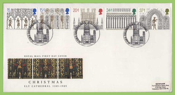 G.B. 1989 Christmas set on Royal Mail First Day Cover, Ely, Cambridge